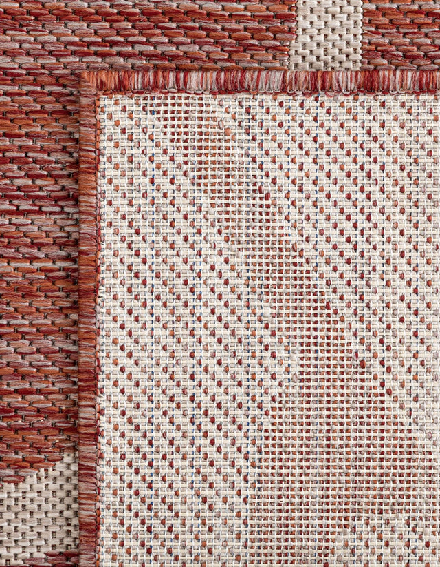 Rust Red 13' 1 x 13' 1 Outdoor Botanical Square Area Rug Weather Resistant for Patio, Deck, Terrace, Balcony, Porch Polypropylene Garden Floral Tropical Carpet for Sale at Rug Engine