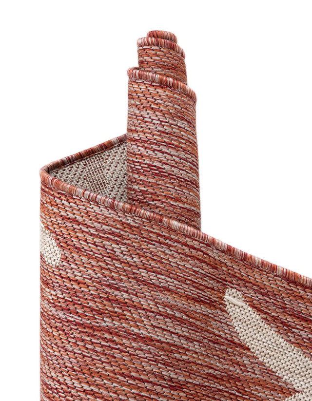 Rust Red 10' 8 x 10' 8 Outdoor Botanical Square Area Rug Weather Resistant for Patio, Deck, Terrace, Balcony, Porch Polypropylene Garden Floral Tropical Carpet for Sale at Rug Engine