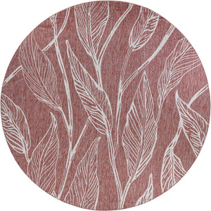 Rust Red 13' 1 x 13' 1 Outdoor Botanical Round Area Rug Weather Resistant for Patio, Deck, Terrace, Balcony, Porch Polypropylene Garden Floral Tropical Carpet for Sale at Rug Engine