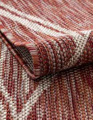 Rust Red 10' 8 x 10' 8 Outdoor Botanical Square Area Rug Weather Resistant for Patio, Deck, Terrace, Balcony, Porch Polypropylene Garden Floral Tropical Carpet for Sale at Rug Engine