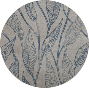 Light Gray 13' 1 x 13' 1 Outdoor Botanical Round Area Rug Weather Resistant for Patio, Deck, Terrace, Balcony, Porch Polypropylene Garden Floral Tropical Carpet for Sale at Rug Engine