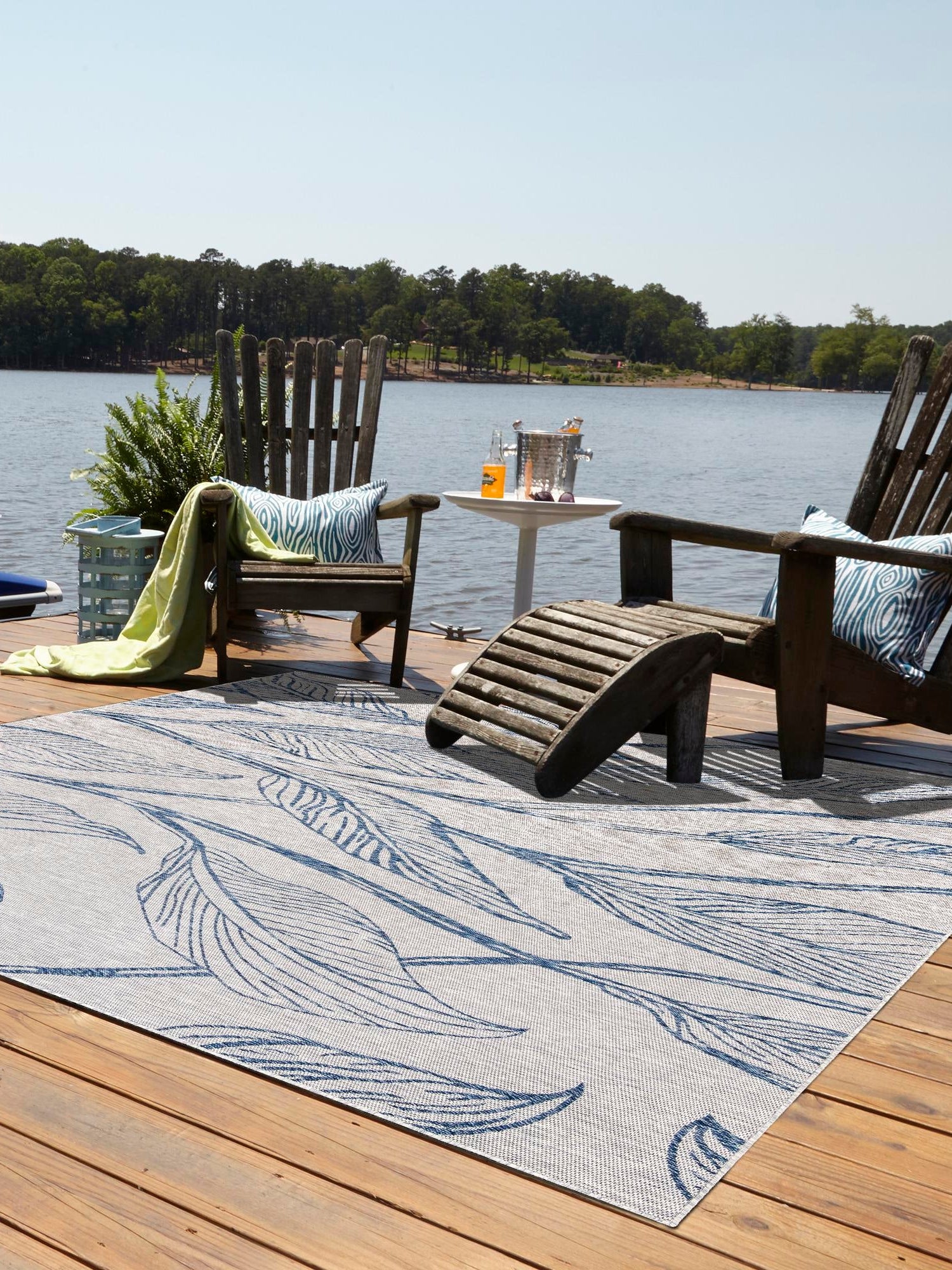 Light Gray 13' 1 x 13' 1 Outdoor Botanical Square Area Rug Weather Resistant for Patio, Deck, Terrace, Balcony, Porch Polypropylene Garden Floral Tropical Carpet for Sale at Rug Engine