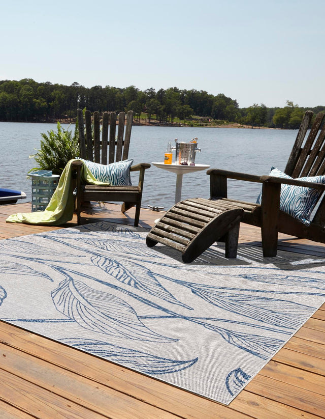 Light Gray 13' 1 x 13' 1 Outdoor Botanical Square Area Rug Weather Resistant for Patio, Deck, Terrace, Balcony, Porch Polypropylene Garden Floral Tropical Carpet for Sale at Rug Engine