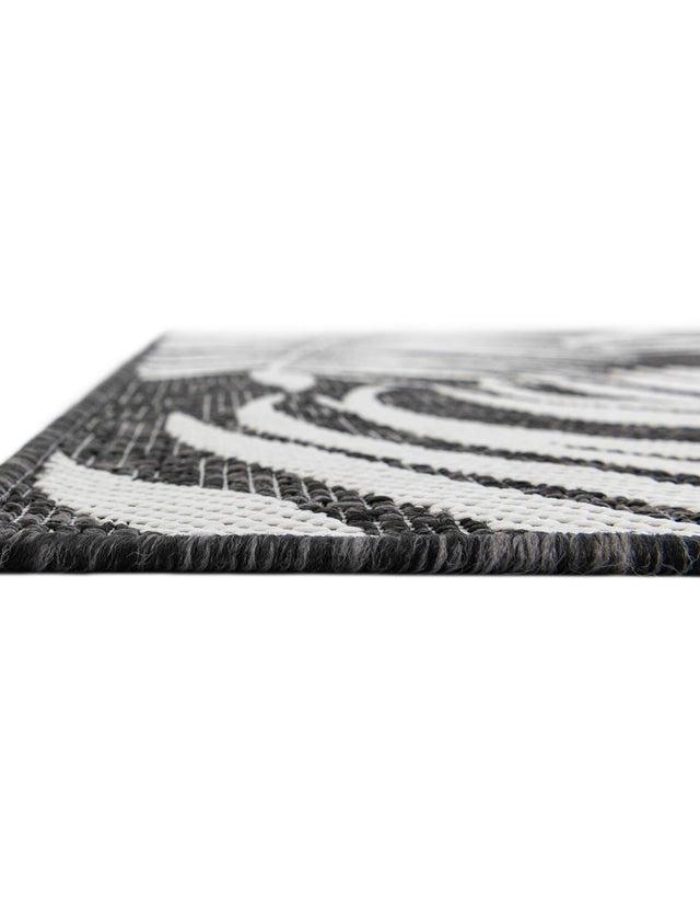 Charcoal 6' 1 x 6' 1 Outdoor Botanical Square Area Rug Weather Resistant for Patio, Deck, Terrace, Balcony, Porch Polypropylene Garden Floral Tropical Carpet for Sale at Rug Engine
