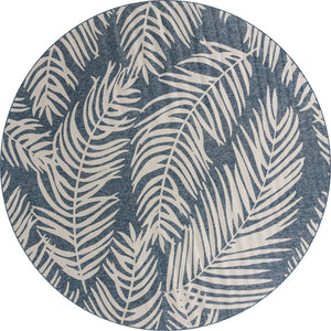 Blue 13' 1 x 13' 1 Outdoor Botanical Round Area Rug Weather Resistant for Patio, Deck, Terrace, Balcony, Porch Polypropylene Garden Floral Tropical Carpet for Sale at Rug Engine