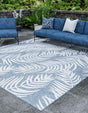 Blue 10' x 10' Outdoor Botanical Square Area Rug Weather Resistant for Patio, Deck, Terrace, Balcony, Porch Polypropylene Garden Floral Tropical Carpet for Sale at Rug Engine
