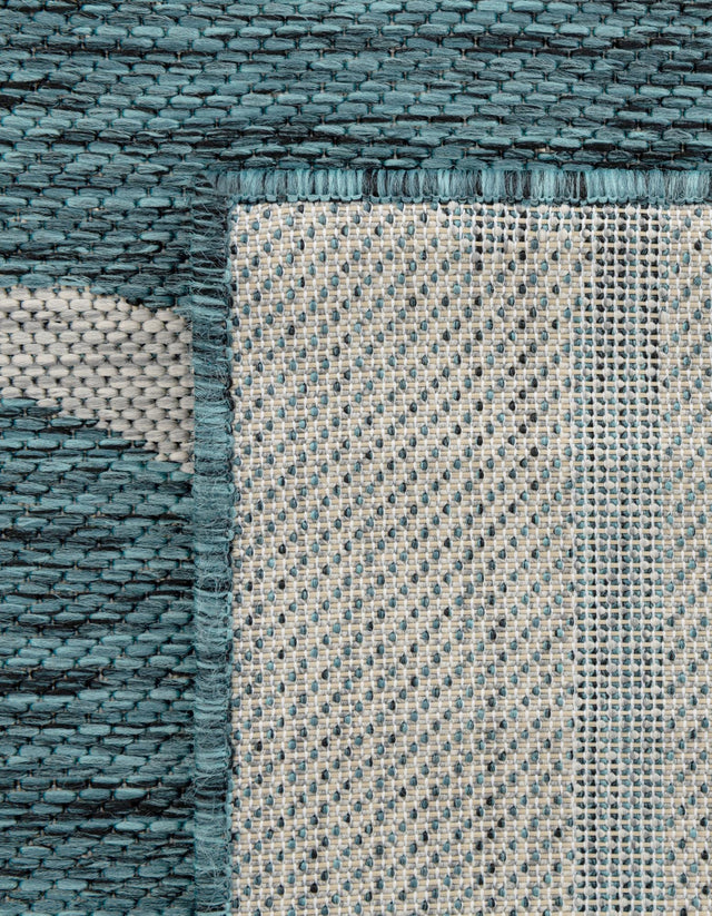 Teal 10' 8 x 10' 8 Outdoor Botanical Square Area Rug Weather Resistant for Patio, Deck, Terrace, Balcony, Porch Polypropylene Garden Floral Tropical Carpet for Sale at Rug Engine