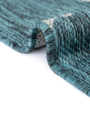 Teal 13' 1 x 13' 1 Outdoor Botanical Square Area Rug Weather Resistant for Patio, Deck, Terrace, Balcony, Porch Polypropylene Garden Floral Tropical Carpet for Sale at Rug Engine