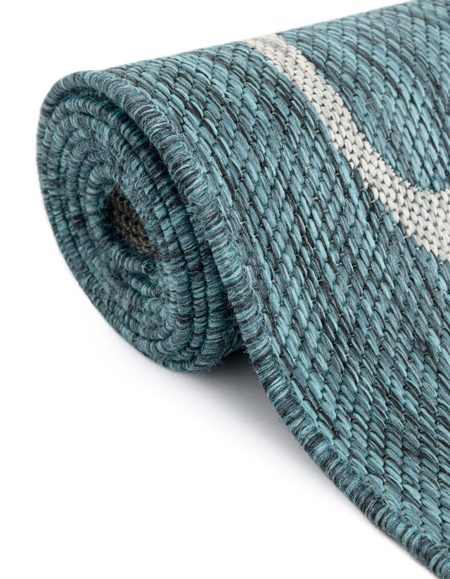 Teal 10' 8 x 10' 8 Outdoor Botanical Square Area Rug Weather Resistant for Patio, Deck, Terrace, Balcony, Porch Polypropylene Garden Floral Tropical Carpet for Sale at Rug Engine
