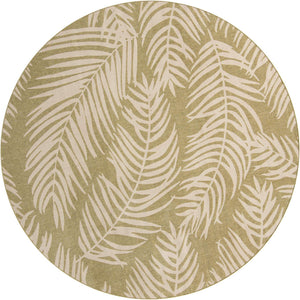 Green 10' 8 x 10' 8 Outdoor Botanical Round Area Rug Weather Resistant for Patio, Deck, Terrace, Balcony, Porch Polypropylene Garden Floral Tropical Carpet for Sale at Rug Engine