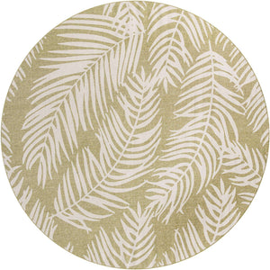 Green 13' 1 x 13' 1 Outdoor Botanical Round Area Rug Weather Resistant for Patio, Deck, Terrace, Balcony, Porch Polypropylene Garden Floral Tropical Carpet for Sale at Rug Engine