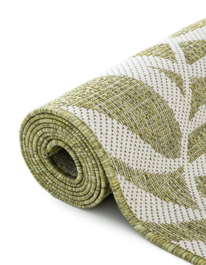 Green 12' x 12' Outdoor Botanical Square Area Rug Weather Resistant for Patio, Deck, Terrace, Balcony, Porch Polypropylene Garden Floral Tropical Carpet for Sale at Rug Engine