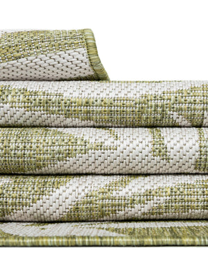 Green 12' x 12' Outdoor Botanical Square Area Rug Weather Resistant for Patio, Deck, Terrace, Balcony, Porch Polypropylene Garden Floral Tropical Carpet for Sale at Rug Engine