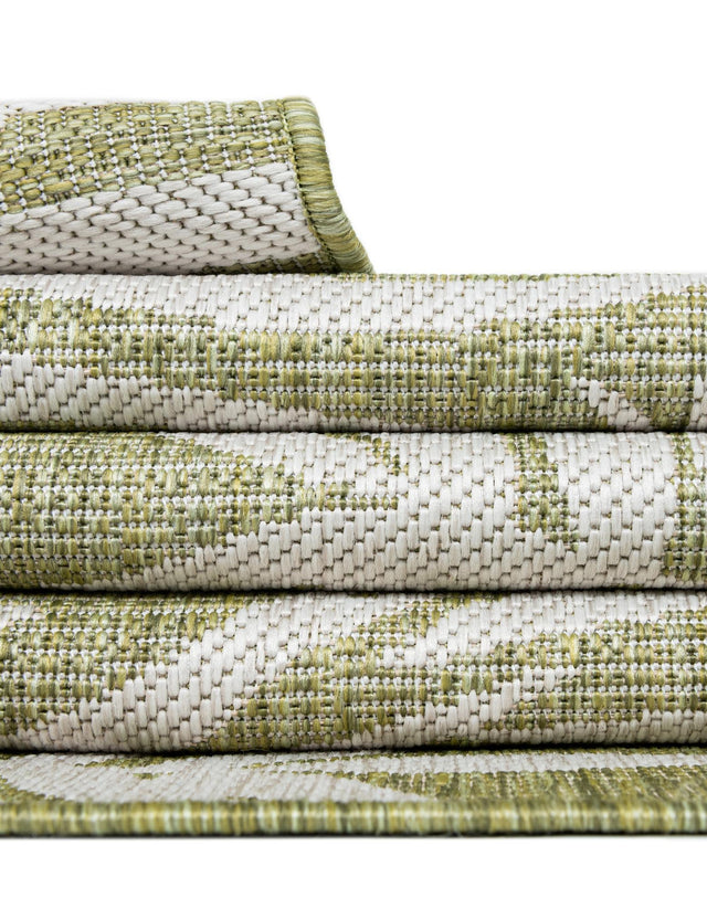 Green 12' x 12' Outdoor Botanical Square Area Rug Weather Resistant for Patio, Deck, Terrace, Balcony, Porch Polypropylene Garden Floral Tropical Carpet for Sale at Rug Engine