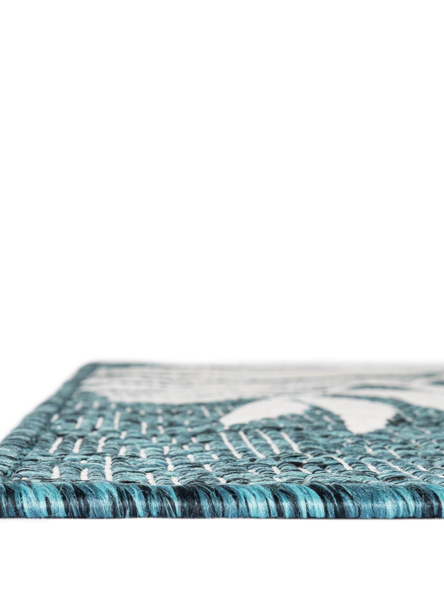Teal 10' x 10' Outdoor Botanical Square Area Rug Weather Resistant for Patio, Deck, Terrace, Balcony, Porch Polypropylene Garden Floral Tropical Carpet for Sale at Rug Engine