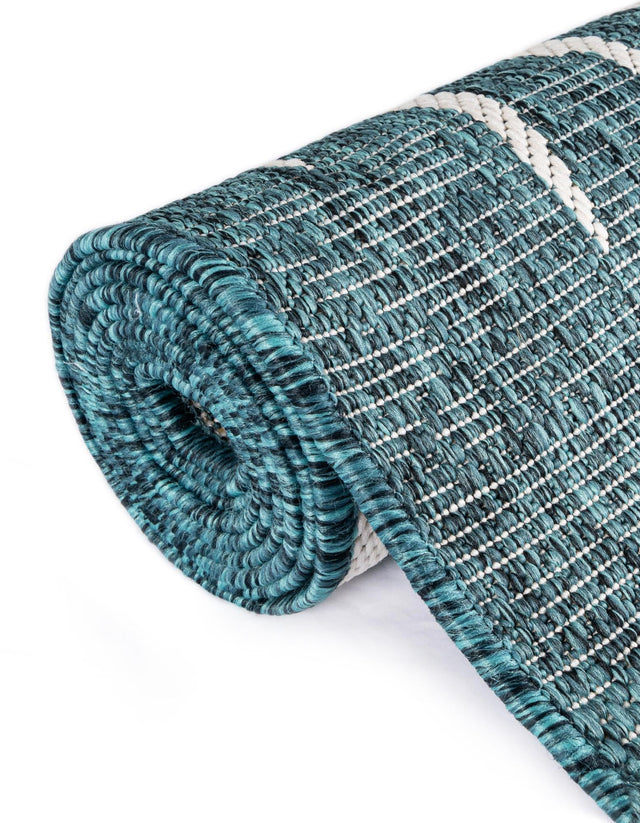 Teal 13' 1 x 13' 1 Outdoor Botanical Square Area Rug Weather Resistant for Patio, Deck, Terrace, Balcony, Porch Polypropylene Garden Floral Tropical Carpet for Sale at Rug Engine