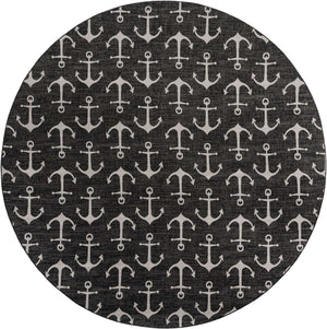 Charcoal 13' 1 x 13' 1 Outdoor Coastal Round Area Rug Weather Resistant for Patio, Deck, Terrace, Balcony, Porch 100% Polypropylene Coastal Decor Carpet for Sale at Rug Engine