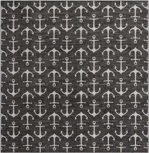 Charcoal 13' 1 x 13' 1 Outdoor Coastal Square Area Rug Weather Resistant for Patio, Deck, Terrace, Balcony, Porch 100% Polypropylene Coastal Decor Carpet for Sale at Rug Engine