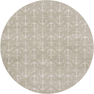 Gray 13' 1 x 13' 1 Outdoor Coastal Round Area Rug Weather Resistant for Patio, Deck, Terrace, Balcony, Porch 100% Polypropylene Coastal Decor Carpet for Sale at Rug Engine