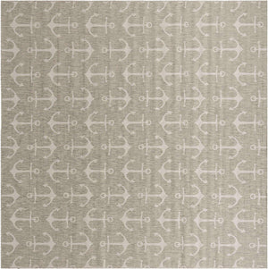 Gray 13' 1 x 13' 1 Outdoor Coastal Square Area Rug Weather Resistant for Patio, Deck, Terrace, Balcony, Porch 100% Polypropylene Coastal Decor Carpet for Sale at Rug Engine