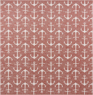 Rust Red 13' 1 x 13' 1 Outdoor Coastal Square Area Rug Weather Resistant for Patio, Deck, Terrace, Balcony, Porch 100% Polypropylene Coastal Decor Carpet for Sale at Rug Engine