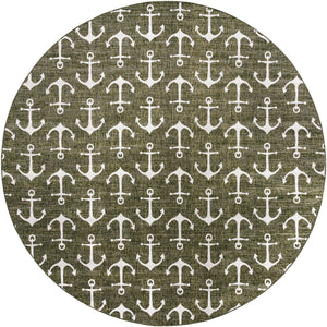 Green 13' 1 x 13' 1 Outdoor Coastal Round Area Rug Weather Resistant for Patio, Deck, Terrace, Balcony, Porch 100% Polypropylene Coastal Decor Carpet for Sale at Rug Engine