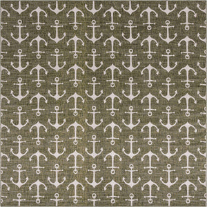 Green 13' 1 x 13' 1 Outdoor Coastal Square Area Rug Weather Resistant for Patio, Deck, Terrace, Balcony, Porch 100% Polypropylene Coastal Decor Carpet for Sale at Rug Engine