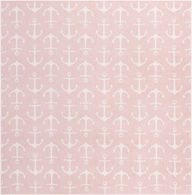 Pink 13' 1 x 13' 1 Outdoor Coastal Square Area Rug Weather Resistant for Patio, Deck, Terrace, Balcony, Porch 100% Polypropylene Coastal Decor Carpet for Sale at Rug Engine