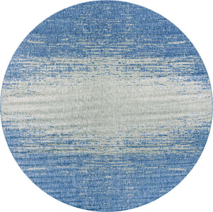 Blue 10' 8 x 10' 8 Outdoor Modern Round Area Rug Weather Resistant for Patio, Deck, Terrace, Balcony, Porch 100% Polypropylene Modern Outside Carpet for Sale at Rug Engine