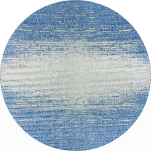Blue 13' 1 x 13' 1 Outdoor Modern Round Area Rug Weather Resistant for Patio, Deck, Terrace, Balcony, Porch 100% Polypropylene Modern Outside Carpet for Sale at Rug Engine