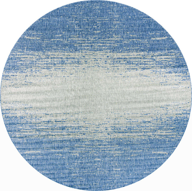 Blue 13' 1 x 13' 1 Outdoor Modern Round Area Rug Weather Resistant for Patio, Deck, Terrace, Balcony, Porch 100% Polypropylene Modern Outside Carpet for Sale at Rug Engine