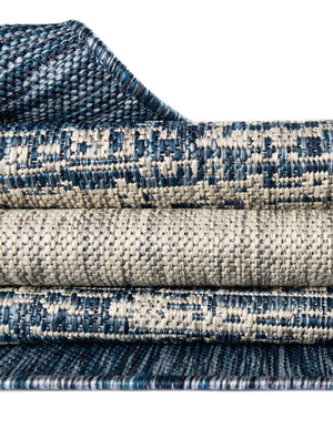 Blue 10' 8 x 10' 8 Outdoor Modern Square Area Rug Weather Resistant for Patio, Deck, Terrace, Balcony, Porch 100% Polypropylene Modern Outside Carpet for Sale at Rug Engine