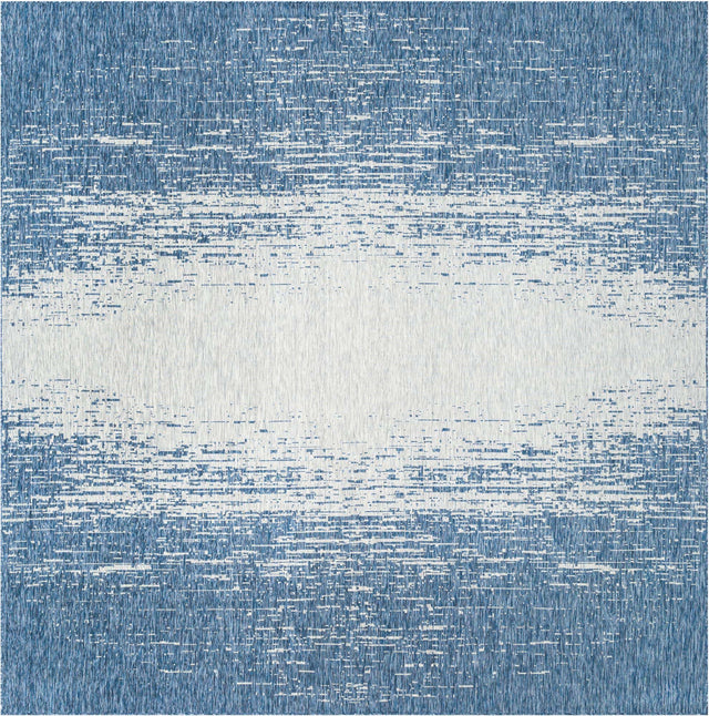 Blue 13' 1 x 13' 1 Outdoor Modern Square Area Rug Weather Resistant for Patio, Deck, Terrace, Balcony, Porch 100% Polypropylene Modern Outside Carpet for Sale at Rug Engine
