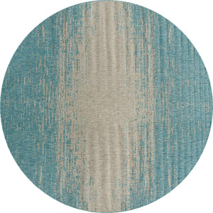 Aqua 10' 8 x 10' 8 Outdoor Modern Round Area Rug Weather Resistant for Patio, Deck, Terrace, Balcony, Porch 100% Polypropylene Modern Outside Carpet for Sale at Rug Engine