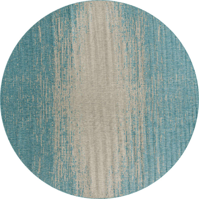 Aqua 13' 1 x 13' 1 Outdoor Modern Round Area Rug Weather Resistant for Patio, Deck, Terrace, Balcony, Porch 100% Polypropylene Modern Outside Carpet for Sale at Rug Engine