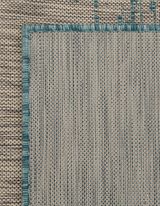 Aqua 10' 8 x 10' 8 Outdoor Modern Square Area Rug Weather Resistant for Patio, Deck, Terrace, Balcony, Porch 100% Polypropylene Modern Outside Carpet for Sale at Rug Engine