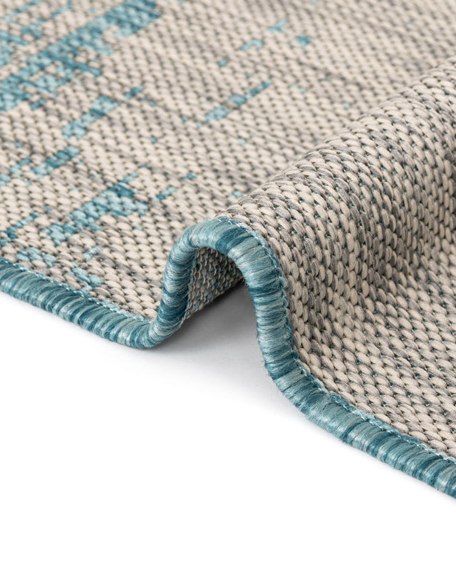 Aqua 10' 8 x 10' 8 Outdoor Modern Square Area Rug Weather Resistant for Patio, Deck, Terrace, Balcony, Porch 100% Polypropylene Modern Outside Carpet for Sale at Rug Engine