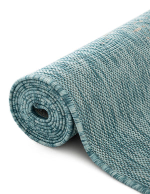 Aqua 10' 8 x 10' 8 Outdoor Modern Square Area Rug Weather Resistant for Patio, Deck, Terrace, Balcony, Porch 100% Polypropylene Modern Outside Carpet for Sale at Rug Engine
