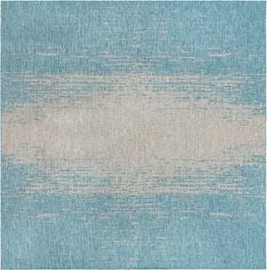 Aqua 13' 1 x 13' 1 Outdoor Modern Square Area Rug Weather Resistant for Patio, Deck, Terrace, Balcony, Porch 100% Polypropylene Modern Outside Carpet for Sale at Rug Engine