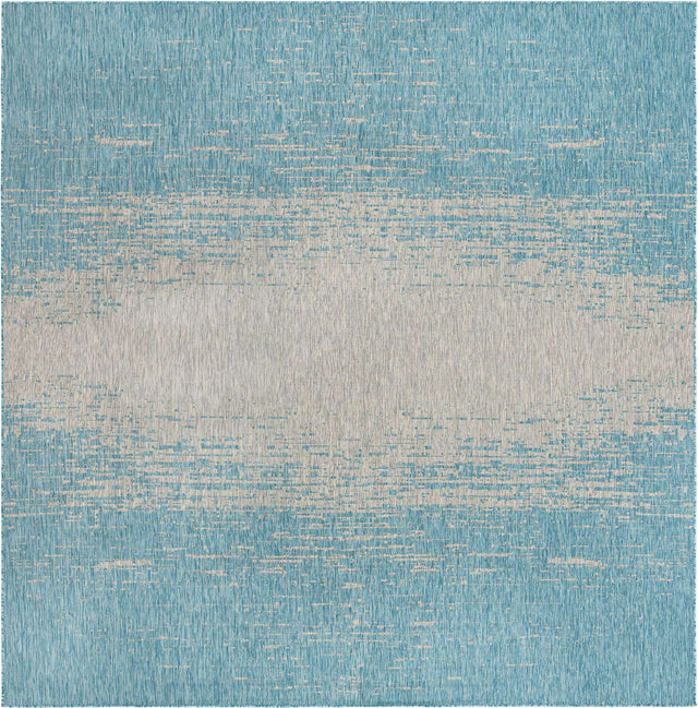 Aqua 13' 1 x 13' 1 Outdoor Modern Square Area Rug Weather Resistant for Patio, Deck, Terrace, Balcony, Porch 100% Polypropylene Modern Outside Carpet for Sale at Rug Engine