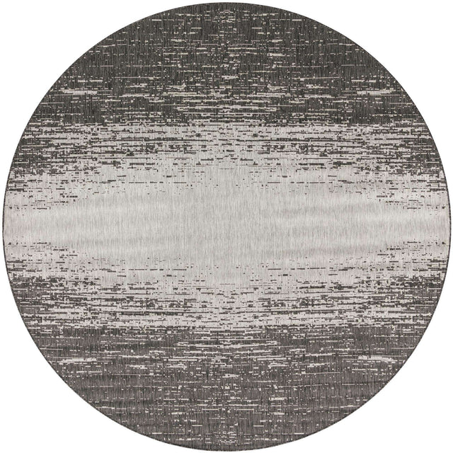 Charcoal Gray 10' 8 x 10' 8 Outdoor Modern Round Area Rug Weather Resistant for Patio, Deck, Terrace, Balcony, Porch 100% Polypropylene Modern Outside Carpet for Sale at Rug Engine