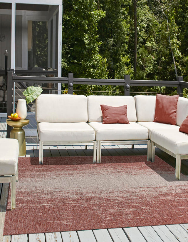 Rust Red 13' 1 x 13' 1 Outdoor Modern Square Area Rug Weather Resistant for Patio, Deck, Terrace, Balcony, Porch 100% Polypropylene Modern Outside Carpet for Sale at Rug Engine