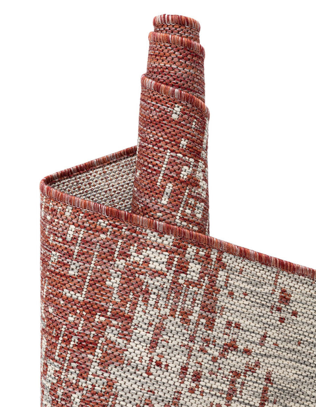Rust Red 10' 8 x 10' 8 Outdoor Modern Square Area Rug Weather Resistant for Patio, Deck, Terrace, Balcony, Porch 100% Polypropylene Modern Outside Carpet for Sale at Rug Engine