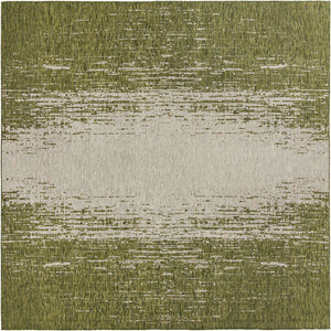 Green 10' 8 x 10' 8 Outdoor Modern Square Area Rug Weather Resistant for Patio, Deck, Terrace, Balcony, Porch 100% Polypropylene Modern Outside Carpet for Sale at Rug Engine