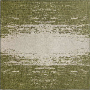 Green 13' 1 x 13' 1 Outdoor Modern Square Area Rug Weather Resistant for Patio, Deck, Terrace, Balcony, Porch 100% Polypropylene Modern Outside Carpet for Sale at Rug Engine