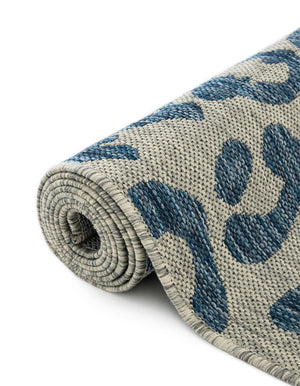 Blue 12' x 12' Outdoor Safari Square Area Rug Weather Resistant for Patio, Deck, Terrace, Balcony, Porch Animal Print Wildlife Nature Carpet for Sale at Rug Engine
