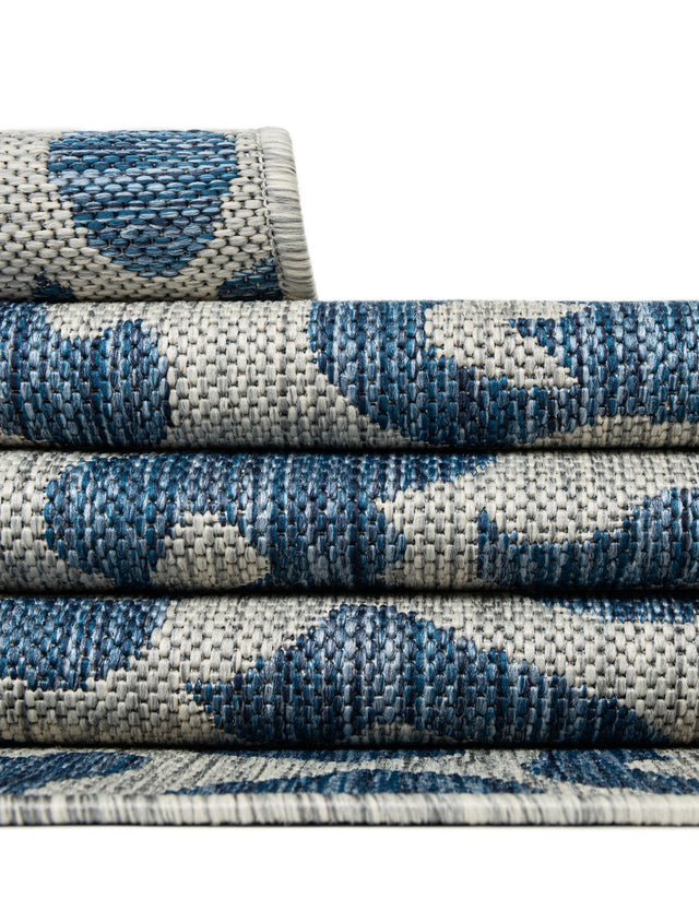 Blue 6' 1 x 6' 1 Outdoor Safari Square Area Rug Weather Resistant for Patio, Deck, Terrace, Balcony, Porch Animal Print Wildlife Nature Carpet for Sale at Rug Engine