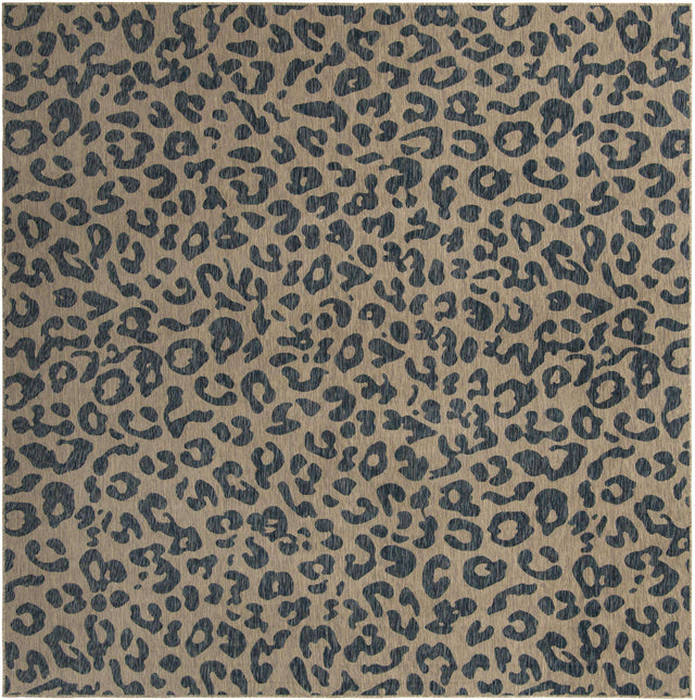 Blue 10' 8 x 10' 8 Outdoor Safari Square Area Rug Weather Resistant for Patio, Deck, Terrace, Balcony, Porch Animal Print Wildlife Nature Carpet for Sale at Rug Engine