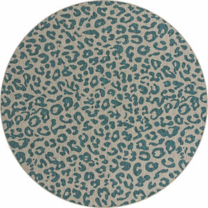 Teal 10' 8 x 10' 8 Outdoor Safari Round Area Rug Weather Resistant for Patio, Deck, Terrace, Balcony, Porch Animal Print Wildlife Nature Carpet for Sale at Rug Engine