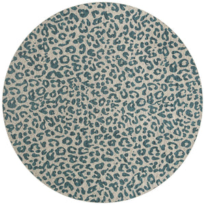 Teal 13' 1 x 13' 1 Outdoor Safari Round Area Rug Weather Resistant for Patio, Deck, Terrace, Balcony, Porch Animal Print Wildlife Nature Carpet for Sale at Rug Engine